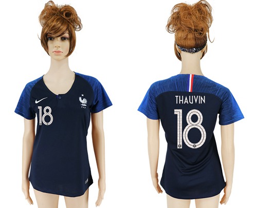 Women's France #18 Thauvin Home Soccer Country Jersey - Click Image to Close